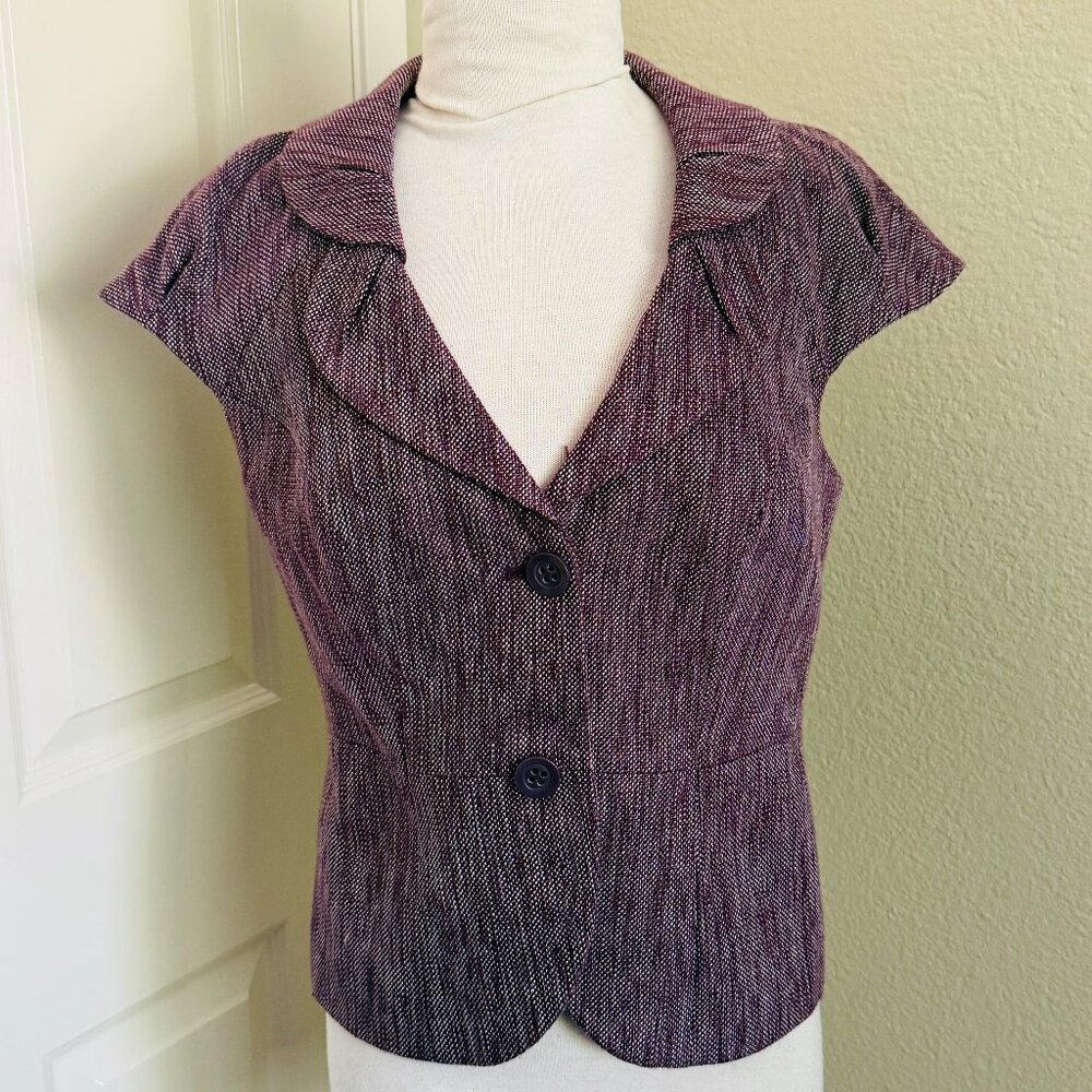 The Limited Purple Short Sleeve Tweed Blazer S